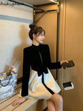 Vestidos De Mujer Temperament Black Woman Dress Stand Neck Hollow Out Slim Waist Robe Femme Fashion Tunic Vintage