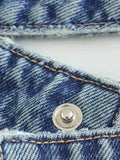 Fashion Women's Jacket Long Sleeve Patchwork Collarless Single Button Hollow Out Denim Short Tops Spring 2023 New