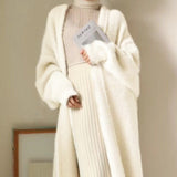 Clothes Women Faux Mink Cashmere Cardigan Loose Pull Femme Bat Sleeve Long Coat Thickness Warm Knitted Sweater