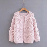 chic jumper pink christmas cardigan autumn winter outwear casual special 3D flower cashmere women white