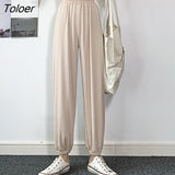 Casual Loose Women's Harem Pants 2023 Summer New Elastic High-Waist Trousers Woman Comfortable Long Ice Silk Pants