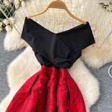 Dress Women 2025 New Dress High-End Word Shoulder To Receive Waisted Thigh Swing Pony Pony