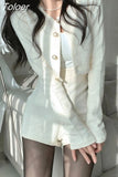 Fragrant Two Piece Outfit Women Fashion Luxury Plaid Tweed Jacket Tops + High Waist Shorts Suits Sets Woman