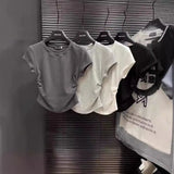 Toloer Girl Pure Want To Accept Waist T-Shirt Short Sleeve Female 2024 Summer New Solid Color Bottom Cover Slim Short Jacket