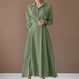 Pleated Fashion Elegant Work OL Party Casual Vestidos Shirtdress Vintage Dresses ZANZEA Women Spring Sleeved A-line Lapel
