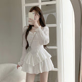 Party 2022 Spring Vintage Fairy Dress Women Sexy Korean Fashion Design Y2k Dress Female Kawaii V-neck Slim Elegant Mini Party