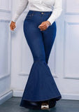 Winter Sexy Blue High Waist Slim Flared