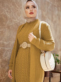 Dress New Season Autumn Winter 2 Piece Hijab Knitwear Suit Islamic Muslim Clothing Long Cardigan Model Made in