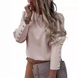 Ebaywish Explosion Ins Net Red Long-Sleeved Round Collar Metal Buckle