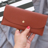 Women Colorful Hasp Chic Elegant Simple Card Holder PU Leather Long Purse Womens Wallet Fashion Korean Style