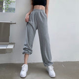 Gray Sweatpants Joggers Women Korean Style High Waist Tracksuit Casual Loose Pants Black Jogging Sports Trousers