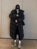 2023 Winter New Korean Version Of The Long Over-Knee Cotton-Padded Coat Female Loose Hooded Large Size Down Cotton-Padded Coat Thick Coat-Outfit