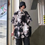 Punk Women's shirt Gothic Black Blouse Top New Women Tie Dye Korean Oversize blouses & shirts Loose Casual Clothes