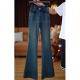 High-Waisted Micro-Tight Jeans Women's Spring And Autumn Pear-Shaped Body Narrow Version Of Slim Elastic Showing Thin Straight