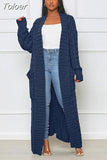 Streetwear Warm Knitted Open Stitch for Women Y2K Clothes Casual Solid Color Full Sleeve Side Pockets Thick Cardigan