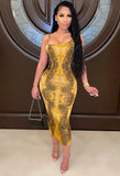 Party Sexy Snake Skin Strap Long Bodycon