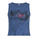 y2k Printed Crop Top Knitted Diamonds Kawaii Grunge Tank Tops Fairycore Sleeveless Sweats Cute Mini Vest Women