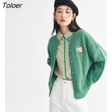 Women Knit Cardigan 2023 Spring Long Sleeves O Neck Loose Sweaters with Button Weave Embroidery Casual Chic