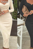 for Women Sexy Bodycon Dresses Autumn Winter Female Slim Buttocks French Midi Robe Elegant Ladies Long Sleeve Party