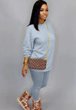 Casual O-Neck Basic Shirt and Pants 2PC