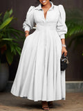 Women's Elegant Long-Sleeved Shirt Dress In Fashion And Long African