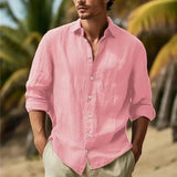 Men's Linen Shirt Button Shirt Summer Beach Shirt Pure