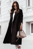 Winter Elegant Turndown Collar Long Woolen Coat with