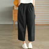 Summer Women's Capri Pants Oversize High Waist Calf-Length Loose Trousers Casual Cotton Harem Pants for Women
