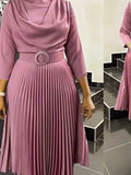 Autumn Fashion African Solid Color Pleated
