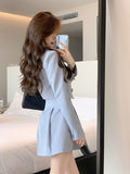 Autumn Blazers Dress Suits Female Pure Color Y2k Crop Tops + Mini Skirts Elegant 2 Piece Dress Set Korean Clothing