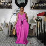 V Neck Straps With Pockets Loose Maxi
