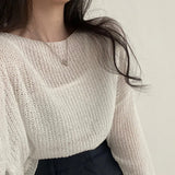 Vintage Ice Silk Oversized Knitted Sweater-Outfit