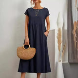 Solid Color Sleeveless Loose Cotton Into Pocket