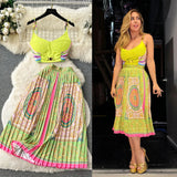 Court-Style Dress Female Short Breast Sling Sling Sling Vest + High-Waisted
