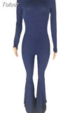 Lurex Sexy Bell Bottom Bodysuit Long Sleeve Striped Flare Jumpsuit Party Night Club Ladies One Piece Bodycon