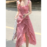 Windy Sister Summer Girl Feeling Sweet Lotus Leaf Side Atmosphere Irregular Casual Opening Slings Long
