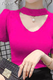 Sweater Women Clothes Puff Sleeve Elegant Ladies Knit Tops Fashion Y2K Halter Sweaters 2023 Fall V Neck Woman