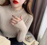 2022 Pullover Elegant Knitted Sweater Women Fashion New Jumper Bottoming Long Sleeve Knit Top Ruched Sweater Mujer