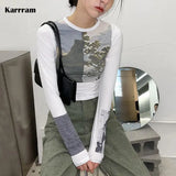 Korean Fashion Graphic T Shirts Grunge Japanese Harajuku Printed T-shirt Kpop Chic Designer Clothes Vintage