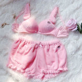 Lolita Rabbit Pajama Sets Underwear Japanese Style Dog Bunny Crop Top+Shorts Two Piece Set Women Kawaii Pajamas