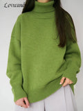 Women Turtleneck Sweater 2022 Autumn Winter Thick Warm Solid Pullover Top Oversized Base Chic Loose Female Knit