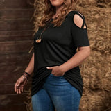 O-Neck Sleeveless Solid Hollow Out Mini Plus Size Casual