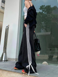 Stripe Bow Baggy Sweatpants-Outfit