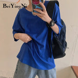 Cotton Harajuku T-shirt Female Loose Casual Korean Hipster Woman's T Shirt 2020 Summer Basic Vintage Tops Women