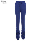 Sisterlinda Street Style Gray Sweatpants for Women Drawstring Casual Extra Long Stacked Pants Winter Thick Warm Trousers