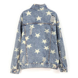2021 New Jean Jacket Women Clothes Oversized Jeans Denim Coat Long Sleeve Autumn Loose Jacket Tops Star Print Design Coat