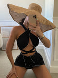 Cover-Up Halter Printed Ruffles Three Piece