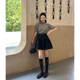 Temperament Suit Dress Women Autumn Solid Cartoon Sleeve Knitted Shirt Half-Dress