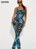 Leaves Print Mesh See Through Jumpsuit Woman Scoop Neck Sleeveless Bodysuits Vintage Holiday Vacation Beachwear