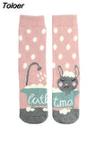 Women's Socks Christmas Peonfly Fashion Harajuku Cute Cartoon Animal Cat Dog Printed Socks Funny Skate Cotton Happy